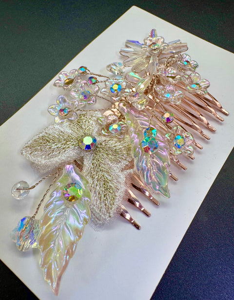 Beautiful crystal & Pearl Work Hair comb(perfect for any hairstyle Curls or hair bun)