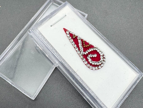 Silver stone Maroon color bridal bindi (long length)