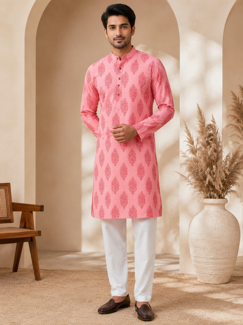 Pure cotton based Men’s Printed kurti (sizes mentioned in inches ,not according to the label on Kurti)size 44 kurti- Length 40 inches and size 46-length 42 inches ) Kurti only. Pants not included.