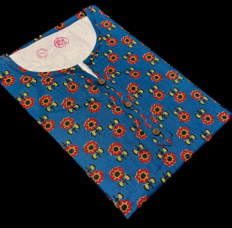 Pure Cotton based Printed short Kurti for girls /Ladies (Size 38 - length 28 inches, Size 42 ,46, 48 length -31 inches)sleeves 17 inch