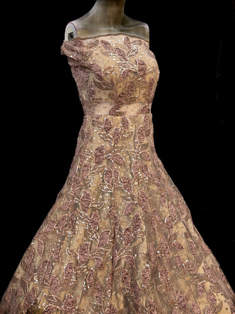 (Video clip attached)Netting Based Beautiful sequined Work Designer Party Gown