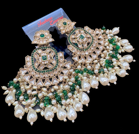 Beautiful Kundan & Pearls work bigger earrings (very lite weight)