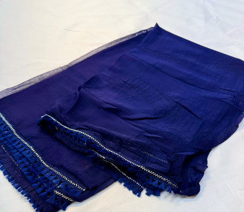 Pure chiffon based soft plain & thread work border dupatta
