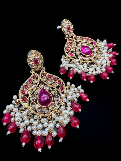 Original Polki with beautiful pearls heavy look Earrings with lite weight