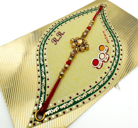 Beautiful Stone Work Rakhi On Greeting Card