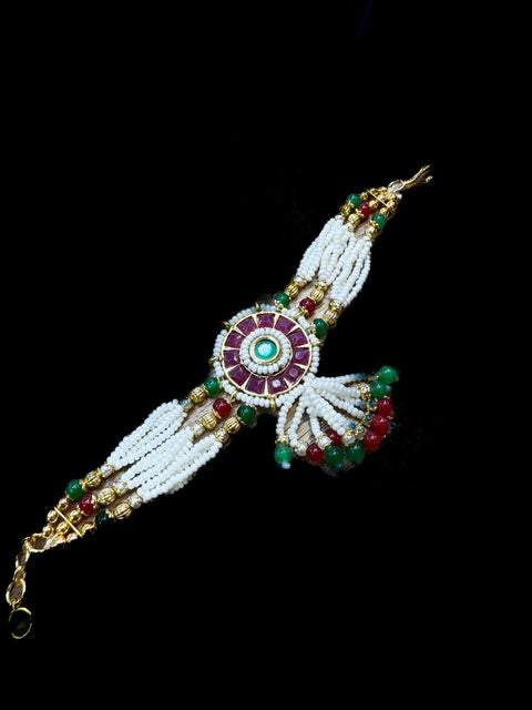 Bhabhi Rakhi Pearls beaded Beautiful kundan Work Bracelet style
