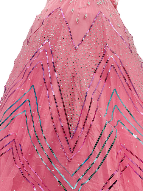 Netting Based Beautiful Mirror & Stone Work Designer Party Gown