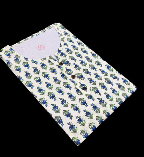 Pure Cotton based Printed short Kurti for girls /Ladies (Size 38 - length 28 inches, Size 42 ,46, 48 length -31 inches)