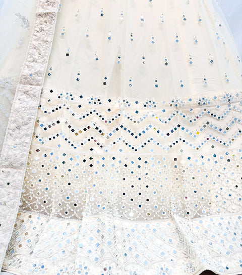 Netting based mirrors work beautiful party wear lehnga with Ken Ken flared with designer blouse and dupatta