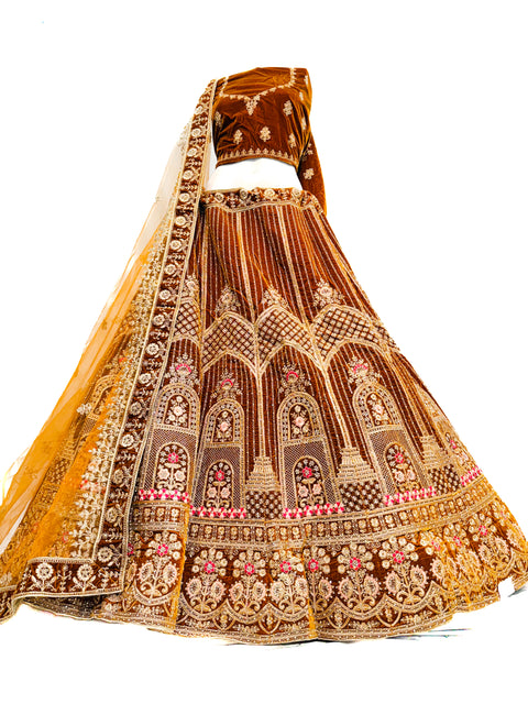 Velvet based embroidery work with stones beautiful party wear lehnga with Ken Ken flared with designer blouse and dupatta