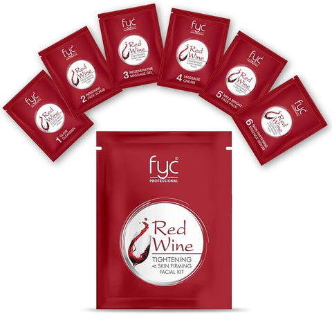 Red Wine Facial Kit Pouch| 5 Step Facial Kit for Skin Tightening, Repair & Anti-Aging | Glowing & Youthful Skin | 55g | Salon-Style Facial at Home | Suitable for All Skin Types