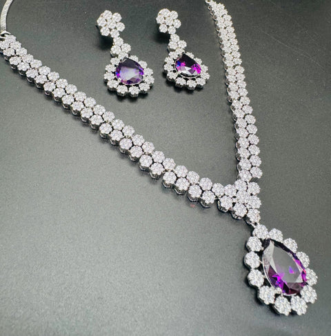 American Diamond beautiful necklace set with crystal American diamonds