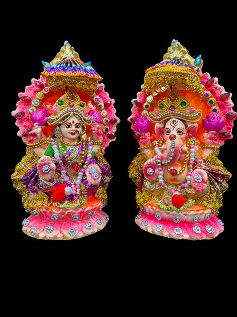 Beautiful Lakshmi Ji & Ganesh Ji Statue (Murti) slight variation in color and design is possible (13-16cm height appx)