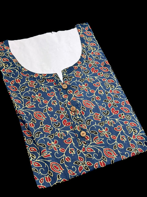 Pure Cotton based Printed short Kurti for girls /Ladies (Size 38 - length 28 inches, Size 42 ,46, 48 length -31 inches)sleeves 17 inch
