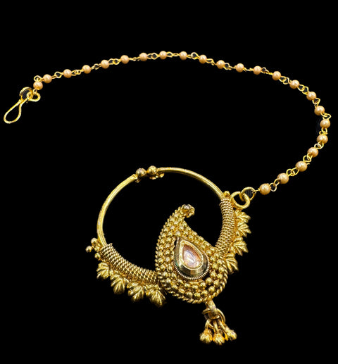 Medium size Original Kundan stone Beautiful Bride Nath (non piercing)