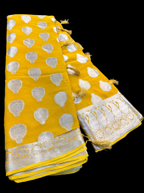 Pure chiffon based Beautiful zari work Banarasi look Saree