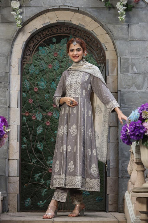 Pure & Soft Rayon Based Designer Lakhnavi Embroidered Kurti With Plazo Pants & Dupatta