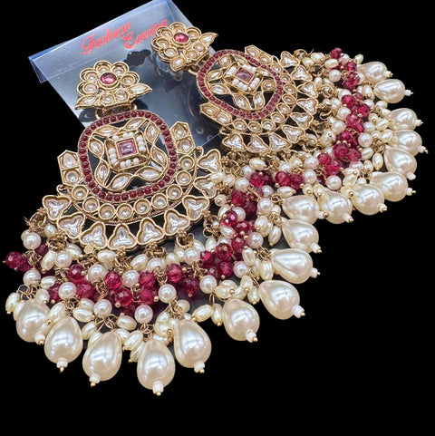 Beautiful Kundan & Pearls work bigger earrings (very lite weight)