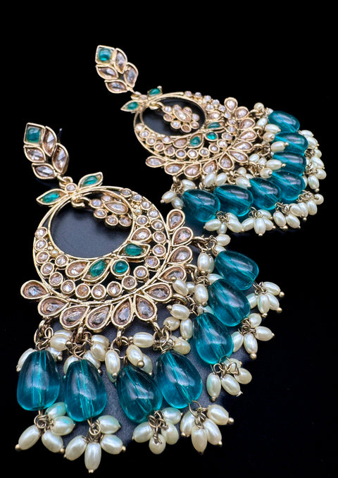 Original Polki with beautiful pearls heavy look Earrings with lite weight