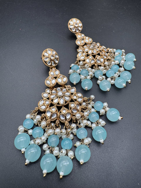 Kundan with beautiful pearls heavy look Earrings with lite weight