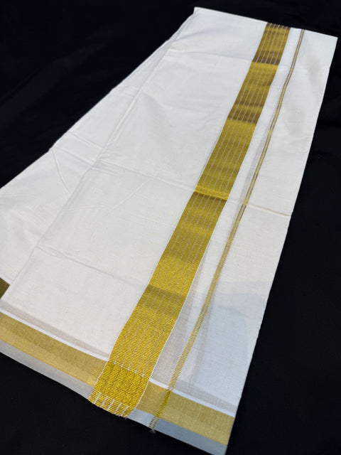 Woven Cotton Kerala Mundu / Dhoti in Off White ( 4 mtrs )