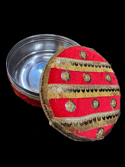 Large size container /Printed Meenakari Steel Box/Stainless Steel Meenakari Container Box Set/Meenakari Steel Box – Pooja /wedding Celebrations