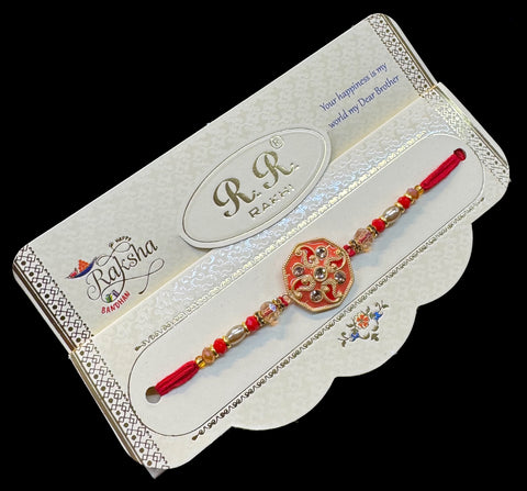 Beautiful Stone Work Rakhi in nice pack gift card