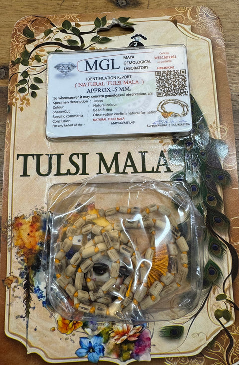 Original Tulsi Mala & certified Rudraksh , Description and certificate attach( barcode can be scanned to check the certificate)