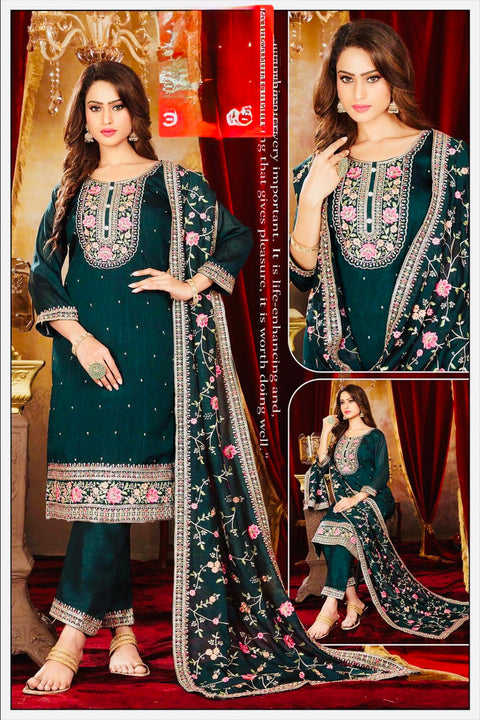 Soft Georgette silk based embroidery with sequined work designer kameez with plazo pants and dupatta with embroidery border work Dupatta