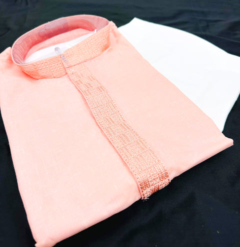 Pure cotton based Plain kurta with white pajama Set
