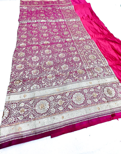 Beautifully designed Banarasi Silk Saree with heavy Handwork with stones & Zari