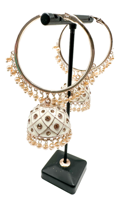 Meenakari with golden stone work & pearls hanging beautiful Bali Jhumka