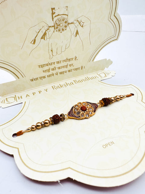 Beautiful stone Studded Rakhi In Beautiful Packing With beautiful message for Bhai
