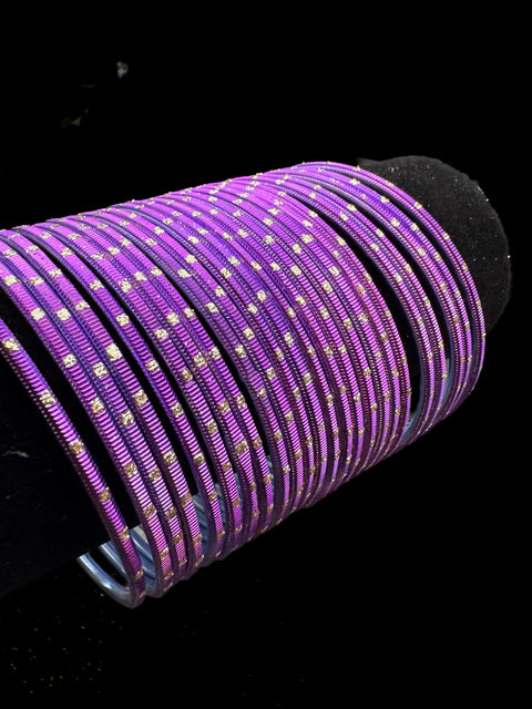 Golden Shimmer dotted metal bangles 2 dozen in 1 Set