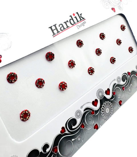 Golden Stone work Maroon Bindi