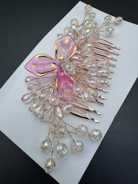 Beautiful crystal & Pearl Work Hair comb(perfect for any hairstyle Curls or hair bun)