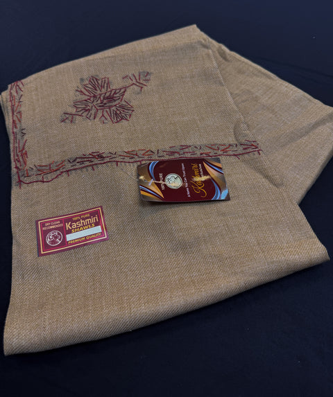 Warm grey color Women's Plain Pure woolen Kashmiri Shawl