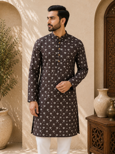 Pure cotton based Men’s Printed kurti (sizes mentioned in inches ,not according to the label on Kurti)size 44 kurti- Length 40 inches and size 46-length 42 inches ) Kurti only. Pants not included.