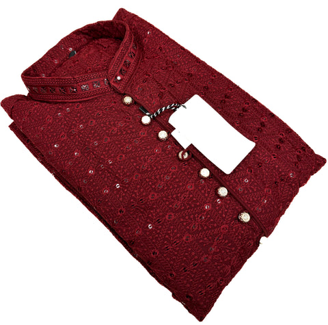 Georgette based Heavy embroidery with sequined work designer Kurta with white Pajama