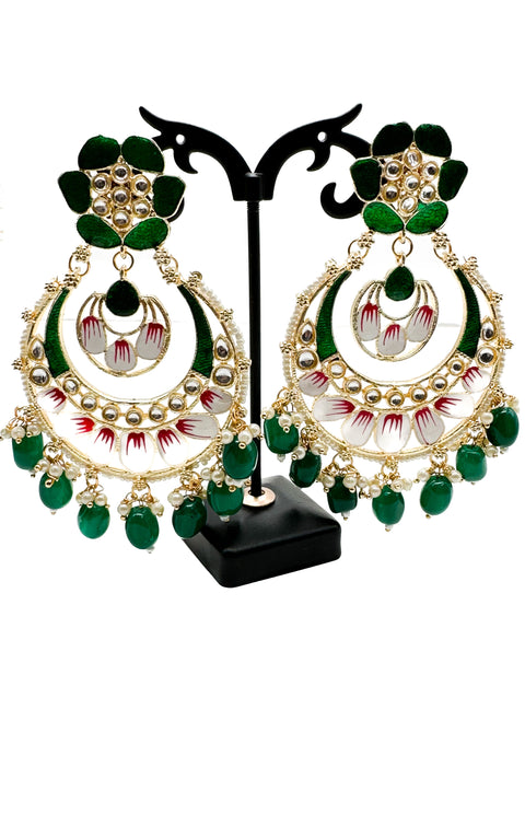 Meenakari with kundan stone studded beautiful Earrings