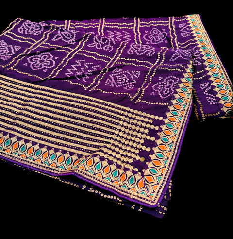 Pure and very soft georgette based bandhani print sarees with stones work border