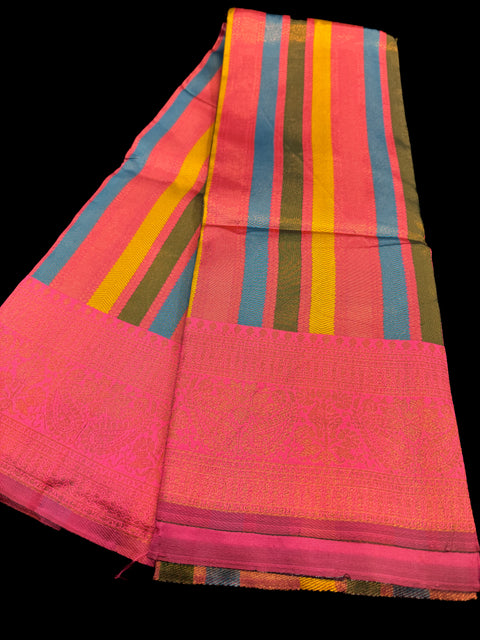 Soft Silk Saree with contrast beautiful pallu , border and blouse