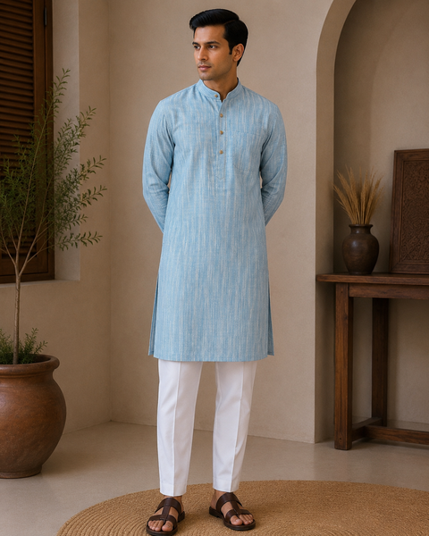 Pure cotton based Men’s Printed kurti (sizes mentioned in inches ,not according to the label on Kurti)size 44 kurti- Length 40 inches and size 46-length 42 inches ) Kurti only. Pants not included.