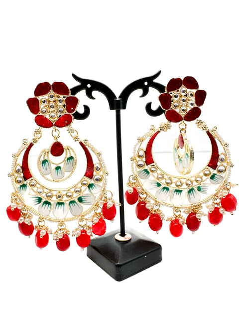 Meenakari with kundan stone studded beautiful Earrings