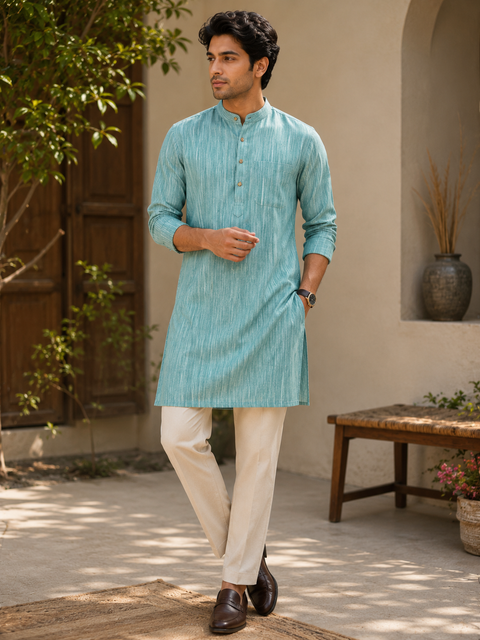 Pure cotton based Men’s Printed kurti (sizes mentioned in inches ,not according to the label on Kurti)size 44 kurti- Length 40 inches and size 46-length 42 inches ) Kurti only. Pants not included.