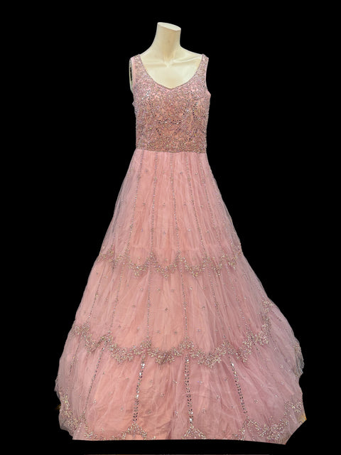 (Video clip attached)Netting Based Beautiful Mirror & Stone Work Designer Party Gown