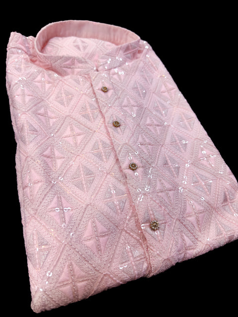 Pure Rayon Based Beautiful heavy Embroidery Work At Front And Back With Sequins Work Designer Kurta & White Pants
