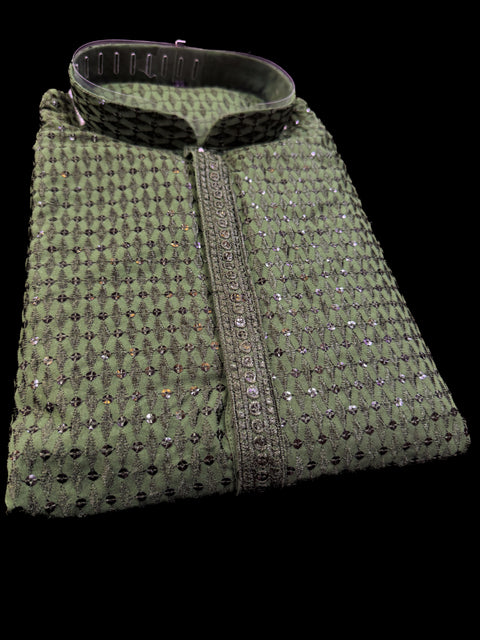Pure Rayon Based Beautiful Embroidery Work At Front And Back With Sequins Work Designer Kurta & White Pajama