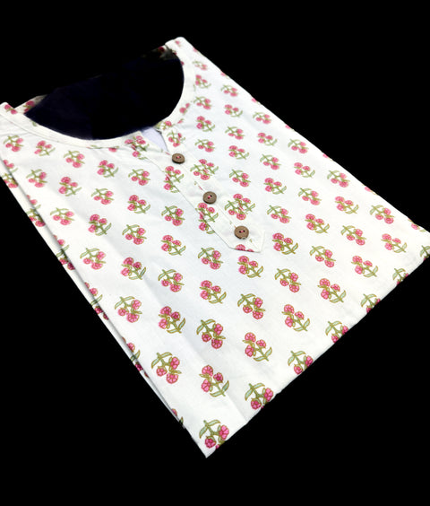 Pure Cotton based Printed short Kurti for girls /Ladies (Size 38 - length 28 inches, Size 42 ,46, 48 length -31 inches)sleeves 17 inch