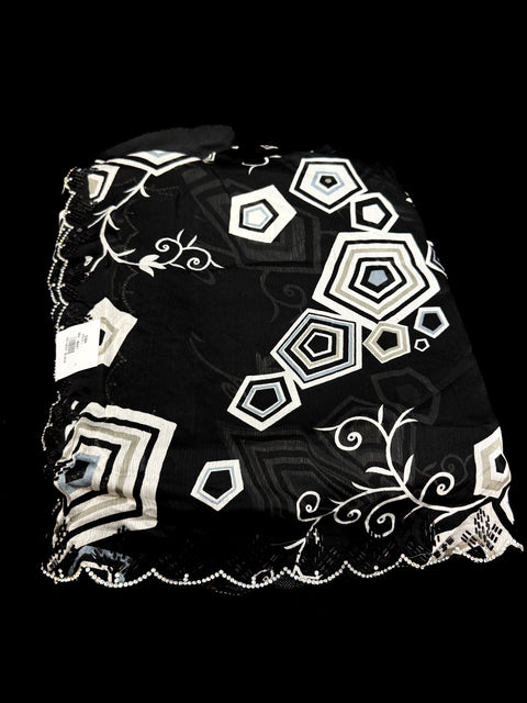 (Video clip attached) Beautiful black Stones work border design beautiful very soft Georgette Saree